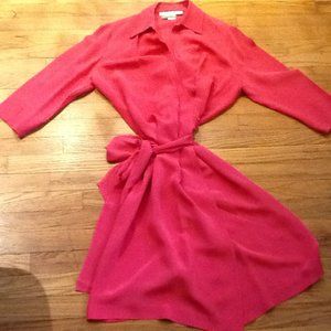 David Warren NY Melon Silk Wrap Dress